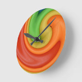 Funky Red Oranje Yellow & Green Swirly Ronde Klok (Hoek)