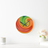 Funky Red Oranje Yellow & Green Swirly Ronde Klok (Huis)
