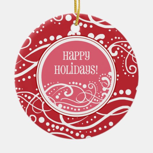 Funky Red & Pink Swirl-kerstversieringen Keramisch Ornament (Voorkant)