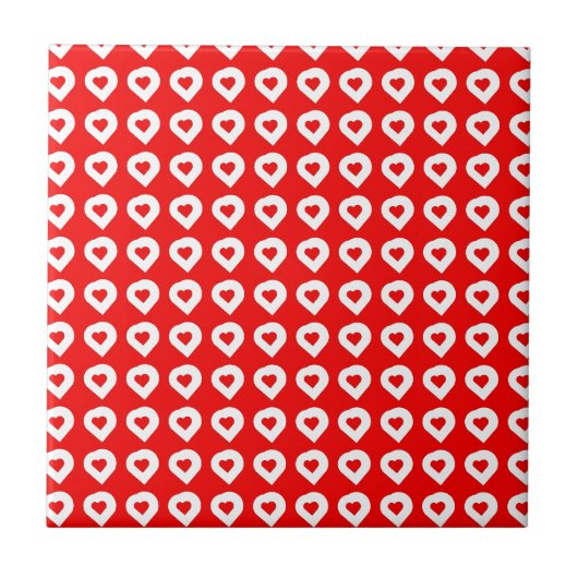 Funky Red & White Hearts Tegeltje (Voorkant)