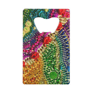Funky Regenboog Mardi Gras Kralen Kunst Kredietkaart Flessenopener