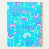 Funky regenboogsterren aqua kinder kleurrijk planner (Achterkant)