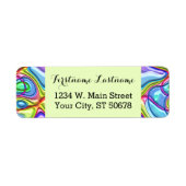 Funky Retro Abstract kleurrijk golfpatroon Etiket (Voorkant)