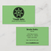 Funky Retro Bloom Carte de visite, Kelly Green (Devant / Derrière)