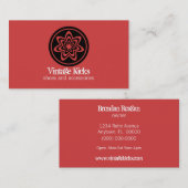 Funky Retro Bloom Carte de visite, Rouge (Devant / Derrière)