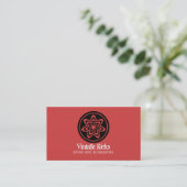 Funky Retro Bloom Carte de visite, Rouge (Debout devant)