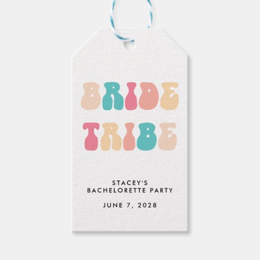 Funky Retro  Bride Tribe Bachelorette Cadeaulabel (Voorkant)