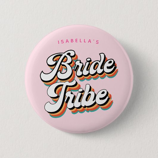 Funky Retro  Bride Tribe Bachelorette Ronde Button 5,7 Cm (Voorkant)