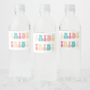 Funky Retro  Bride Tribe Bachelorette Waterfles Etiket