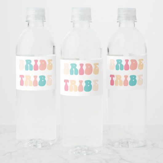 Funky Retro  Bride Tribe Bachelorette Waterfles Etiket (Flessen)
