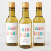 Funky Retro Bride Tribe Bachelorette Wijn Etiket (Flessen)