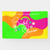 Funky Retro Bruiloftsfeest Spandoek (Horizontaal)
