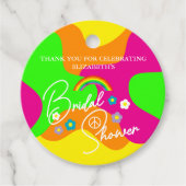 Funky Retro Bruiloftsfeestje Bedankjes Labels (Voorkant)