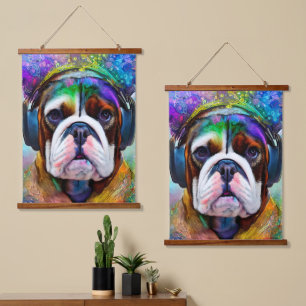 Funky Retro Bulldog Wearing Hangend Wandkleed