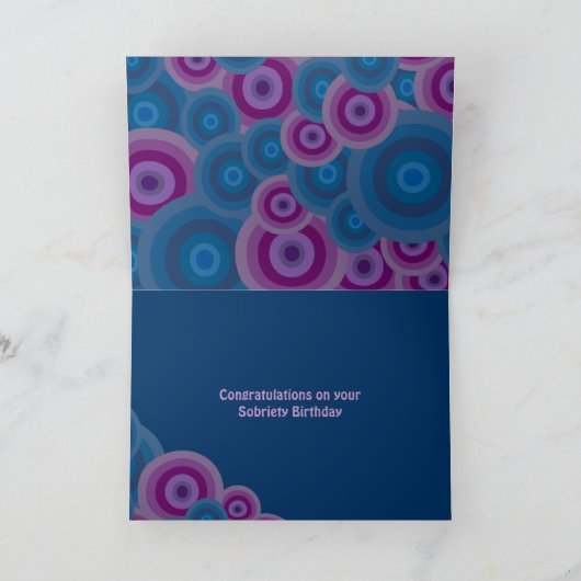 Funky Retro Circles Sobriety Carte d'anniversaire (Intérieur)