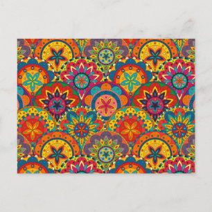 Funky Retro Colorful Mandala Pattern Briefkaart
