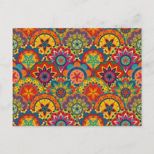 Funky Retro Colorful Mandala Pattern Briefkaart