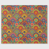Funky Retro Colorful Mandala Pattern Cadeaupapier (Vlak)