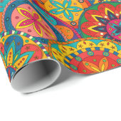 Funky Retro Colorful Mandala Pattern Cadeaupapier (Rol Hoek)
