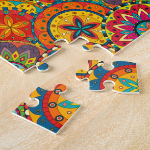 Funky Retro Colorful Mandala Pattern Legpuzzel
