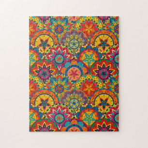 Funky Retro Colorful Mandala Pattern Legpuzzel
