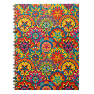 Funky Retro Colorful Mandala Pattern Notitieboek