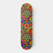 Funky Retro Colorful Mandala Pattern Skateboard (Voorkant)