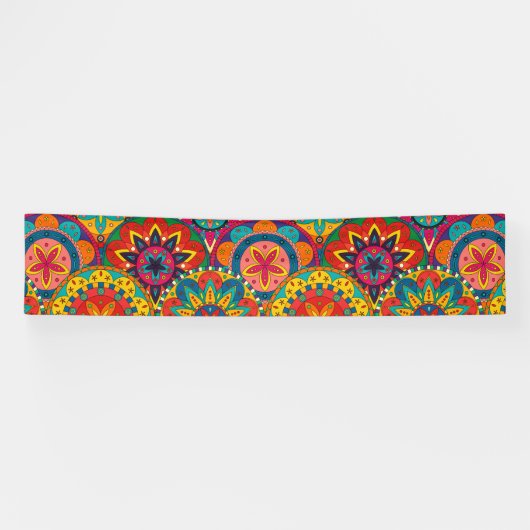 Funky Retro Colorful Mandala Pattern Spandoek (Horizontaal)