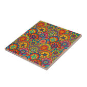 Funky Retro Colorful Mandala Pattern Tegeltje (Zijkant)
