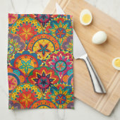 Funky Retro Colorful Mandala Pattern Theedoek (Quarter Fold)