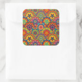 Funky Retro Colorful Mandala Pattern Vierkante Sticker (Tas)