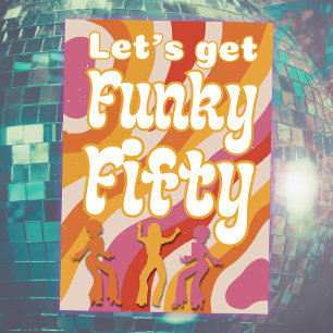 Funky Retro Dansende Vrouw 50ste Verjaardagsfeest Kaart