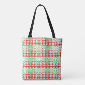 Funky Retro Green, Red, Pattern, Flowers, Draagtas (Achterkant)