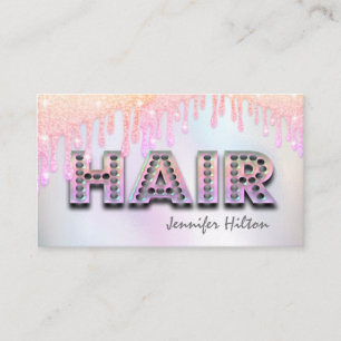 Funky retro holografische glitterdruppels haar visitekaartje