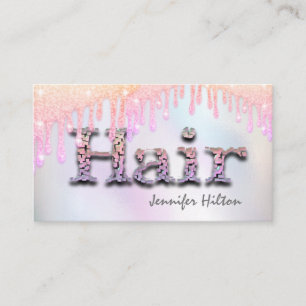Funky retro holografische glitterdruppels haar visitekaartje