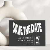 Funky Retro Mod Unique Black and White Photo Save The Date