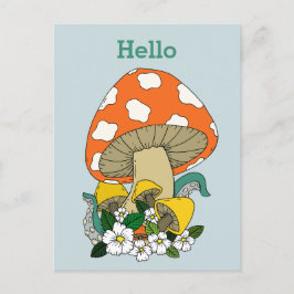 Funky Retro Mushroom Briefkaart