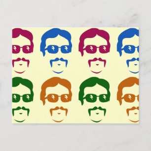 Funky Retro Mustache Man Briefkaart
