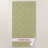 Funky Retro Olive Bead Custom Colours Patroon Strandlaken (Voorkant)