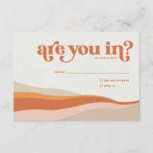 Funky Retro Orange Peach et Gold RSVP Reply Card