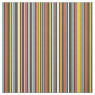 Funky Retro Oranje bruin geel Aqua Stripes uit de  Stof
