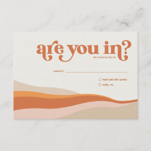 Funky Retro Oranje Peach en Gold RSVP Reply Card Kaartje