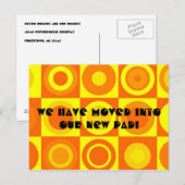 Funky Retro Oranje Yellow Circle Adreswijziging Aankondigingskaart (Voorkant / Achterkant)