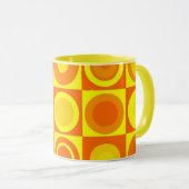 Funky Retro Oranje Yellow Circles Squares Mok (Voorkant rechts)
