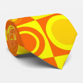Funky Retro Oranje Yellow Circles Squares Stropdas (Opgerold)