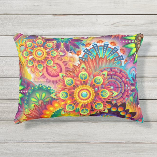 Funky Retro Pattern Abstract Bohemian Buitenkussen (Voorkant)