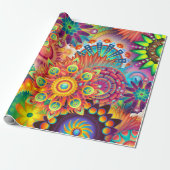 Funky Retro Pattern Abstract Bohemian Cadeaupapier (Uitgerold)