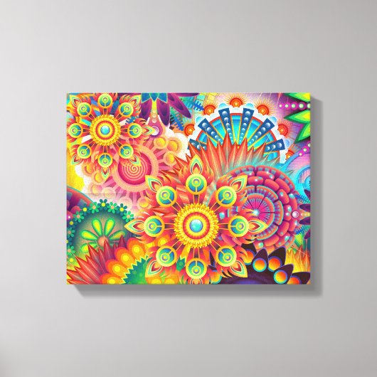 Funky Retro Pattern Abstract Bohemian Canvas Afdruk (Voorkant)