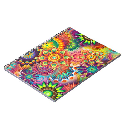 Funky Retro Pattern Abstract Bohemian Notitieboek (Linkerzijde)