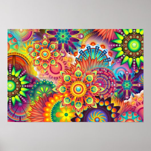 Funky Retro Pattern Abstract Bohemian Poster (Voorkant)